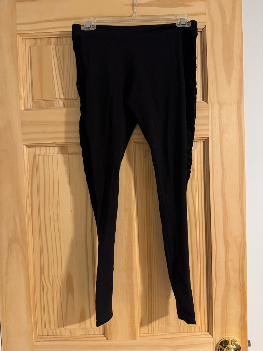 Black Women's Leggings with Side Lace Detail